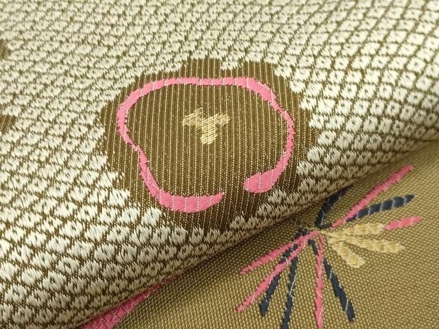 平和屋着物●西陣　六通柄袋帯　唐織　松竹梅　金糸　証紙付き　正絹　逸品　未使用　CABN8685rv