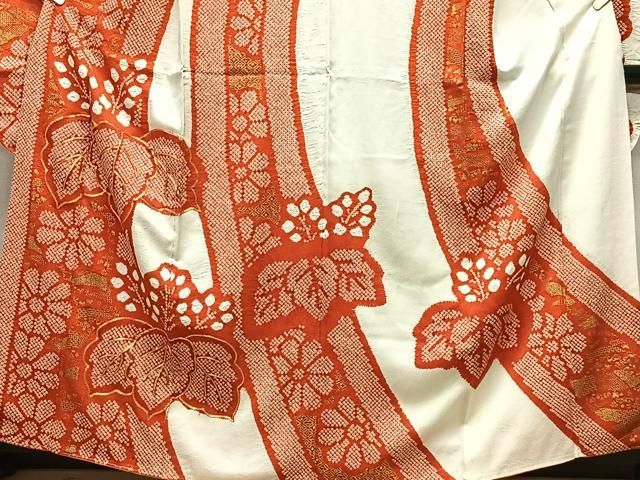 平和屋着物■豪華振袖　駒刺繍　絞り　草花文　金彩　正絹　逸品　CABN9205ua
