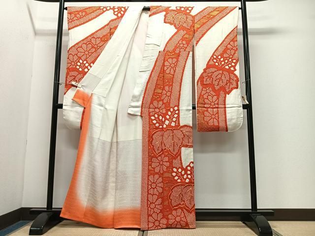 平和屋着物■豪華振袖　駒刺繍　絞り　草花文　金彩　正絹　逸品　CABN9205ua