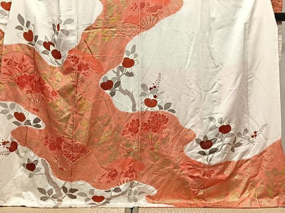 平和屋着物■豪華振袖　駒刺繍　絞り　扇面草花文　金彩　正絹　逸品　CABN9208ua