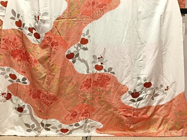 平和屋着物■豪華振袖　駒刺繍　絞り　扇面草花文　金彩　正絹　逸品　CABN9208ua