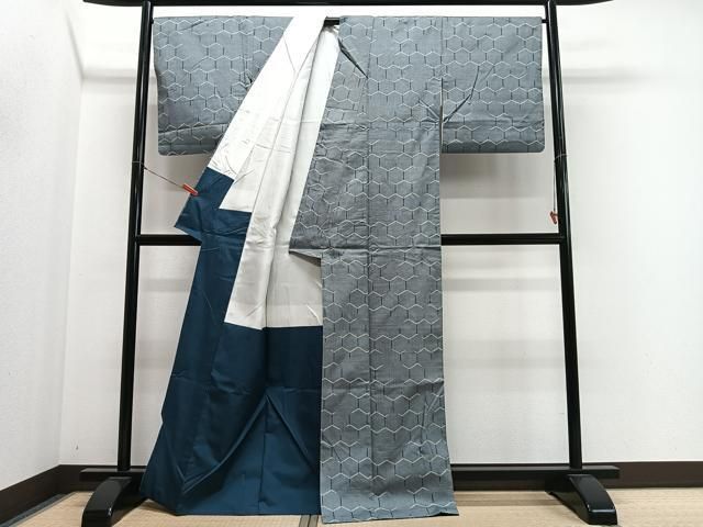 平和屋着物■上質な紬　亀甲文　正絹　逸品　CABN9234ua
