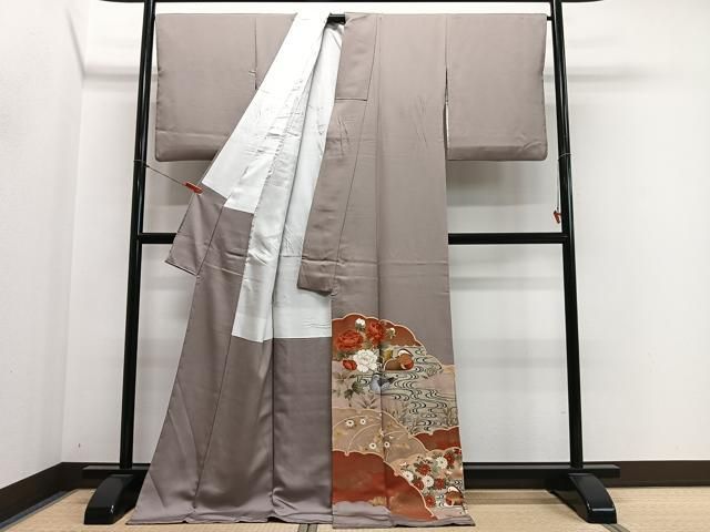 平和屋着物■豪華色留袖　流水鴛鴦花文　金銀彩　正絹　逸品　CABN9236ua