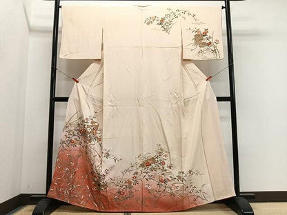 平和屋着物■訪問着　貝桶草花文　暈し染め　金彩　正絹　逸品　CABN9239ua