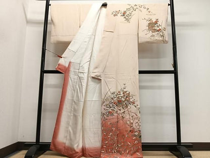 平和屋着物■訪問着　貝桶草花文　暈し染め　金彩　正絹　逸品　CABN9239ua