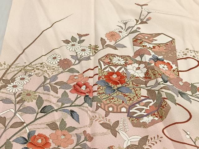 平和屋着物■訪問着　貝桶草花文　暈し染め　金彩　正絹　逸品　CABN9239ua