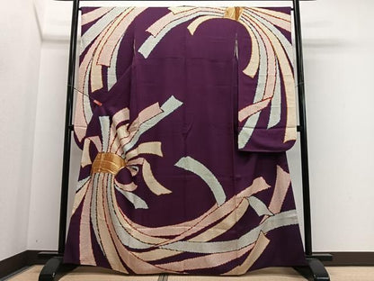 平和屋着物●豪華振袖　駒刺繍　束ね熨斗文　金糸　正絹　逸品　CABN9240ua