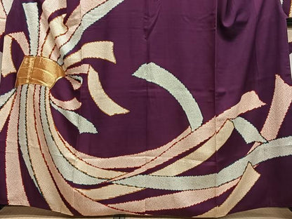 平和屋着物●豪華振袖　駒刺繍　束ね熨斗文　金糸　正絹　逸品　CABN9240ua