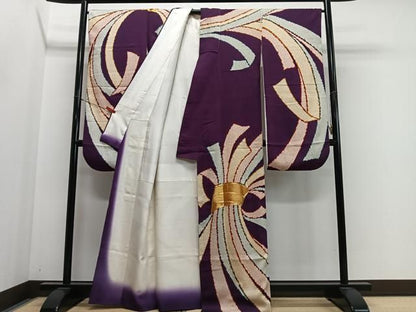 平和屋着物●豪華振袖　駒刺繍　束ね熨斗文　金糸　正絹　逸品　CABN9240ua