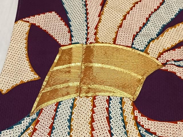 平和屋着物●豪華振袖　駒刺繍　束ね熨斗文　金糸　正絹　逸品　CABN9240ua