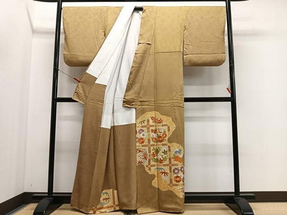 平和屋着物■訪問着　刺繍　草花文　金彩　正絹　逸品　CABN9241ua