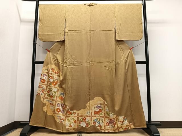 平和屋着物■訪問着　刺繍　草花文　金彩　正絹　逸品　CABN9241ua