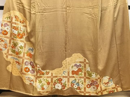 平和屋着物■訪問着　刺繍　草花文　金彩　正絹　逸品　CABN9241ua