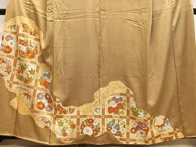 平和屋着物■訪問着　刺繍　草花文　金彩　正絹　逸品　CABN9241ua