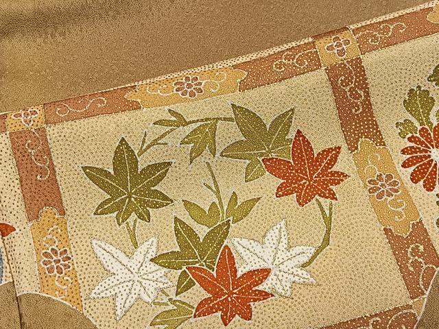 平和屋着物■訪問着　刺繍　草花文　金彩　正絹　逸品　CABN9241ua