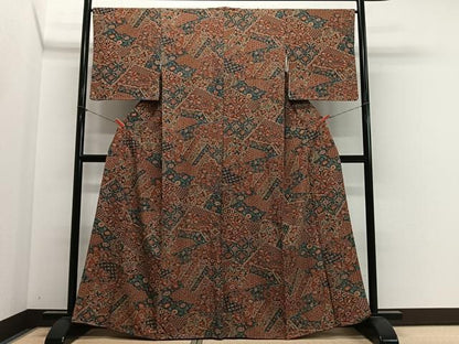 平和屋着物■上質な小紋　更紗草花文　正絹　逸品　CABN9244ua