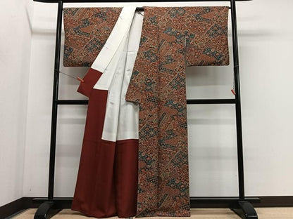 平和屋着物■上質な小紋　更紗草花文　正絹　逸品　CABN9244ua