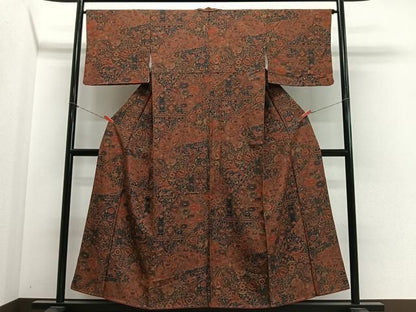 平和屋着物■上質な小紋　更紗花鳥文　正絹　逸品　CABN9246ua