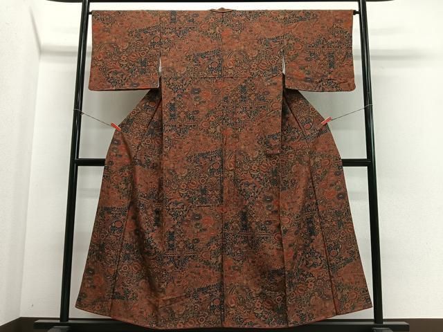 平和屋着物■上質な小紋　更紗花鳥文　正絹　逸品　CABN9246ua