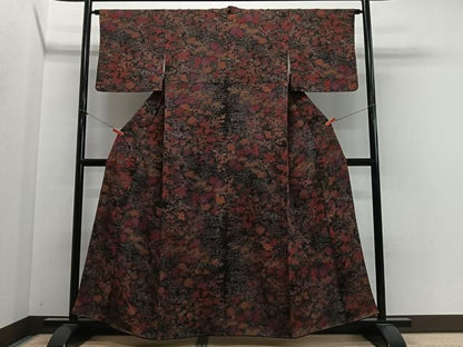 平和屋着物■上質な小紋　陶器草花文　正絹　逸品　CABN9249ua