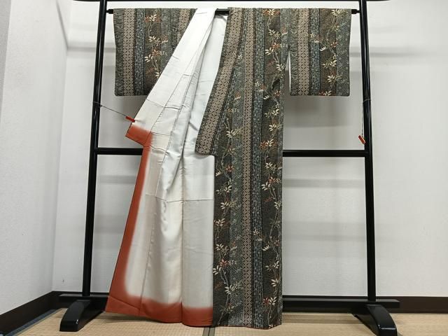 平和屋着物■上質な小紋　南天文　金彩　正絹　逸品　CABN9251ua