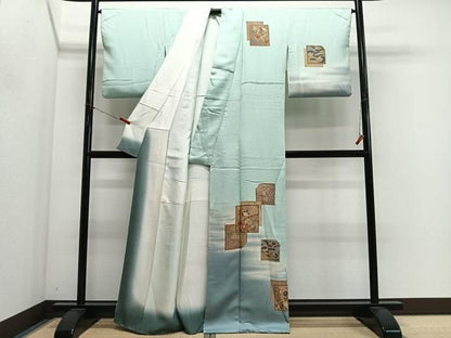 平和屋着物■訪問着　色紙重ね草花文　暈し染め　金彩　正絹　逸品　CABN9252ua