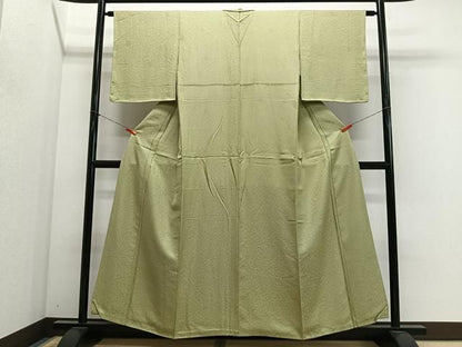 平和屋着物■上質な色無地　丸地紋　若菜色　正絹　逸品　CABN9253ua