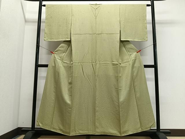 平和屋着物■上質な色無地　丸地紋　若菜色　正絹　逸品　CABN9253ua