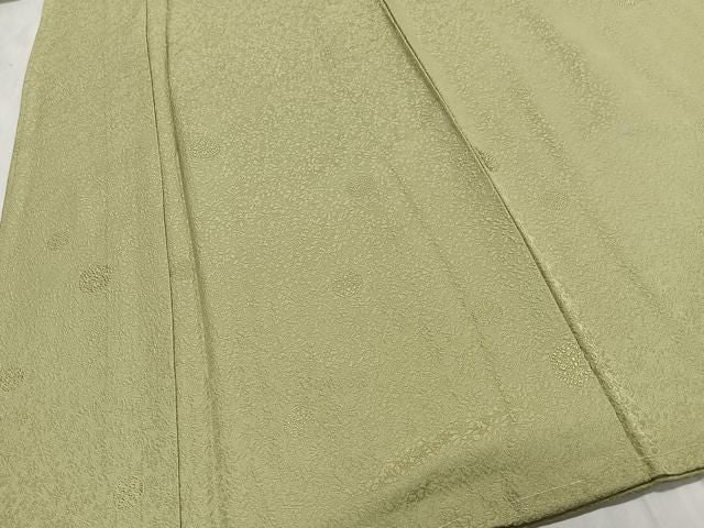 平和屋着物■上質な色無地　丸地紋　若菜色　正絹　逸品　CABN9253ua