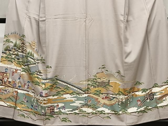平和屋着物●豪華色留袖　人物風景文　金銀彩　正絹　逸品　CABN9360ua