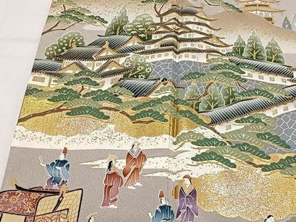 平和屋着物●豪華色留袖　人物風景文　金銀彩　正絹　逸品　CABN9360ua