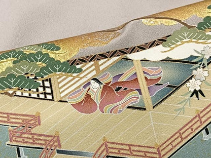 平和屋着物●豪華色留袖　人物風景文　金銀彩　正絹　逸品　CABN9360ua