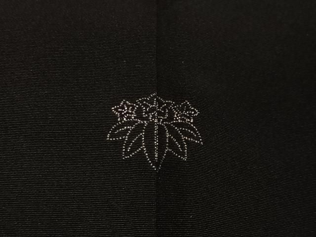 平和屋着物＃羽織　総刺繍　草花文　黒地　正絹　逸品　CABN9376ua