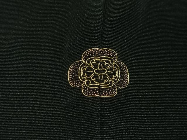 平和屋着物＃羽織　雪輪草花文　黒地　金銀彩　正絹　逸品　CABN9378ua