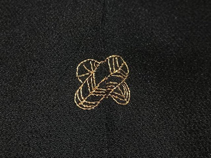 平和屋着物＃羽織　総刺繍　草葉文　黒地　銀糸　正絹　逸品　CABN9384ua