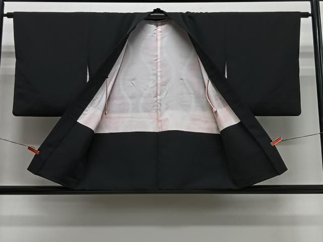 平和屋着物＃羽織　総刺繍　舞葉文　黒地　正絹　逸品　CABN9398ua
