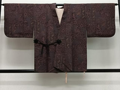 平和屋着物＃道中着　更紗花文　正絹　逸品　CABN9408ua