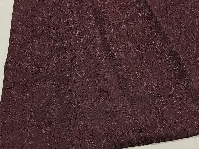 平和屋着物＃道行コート　立涌地紋　紫鳶色　ロング丈　正絹　逸品　CABN9410ua