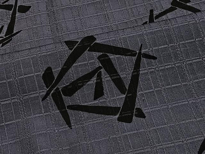 平和屋着物＃道中着　お召地　吉野間道　抽象文様　正絹　逸品　CABN9419ua