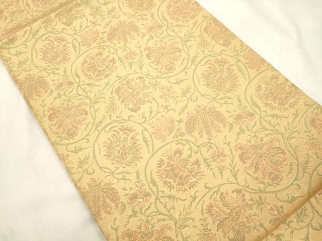 平和屋着物●織物一筋名門　織悦　九寸開き名古屋帯　更紗文　金糸　正絹　逸品　CABN9606dy