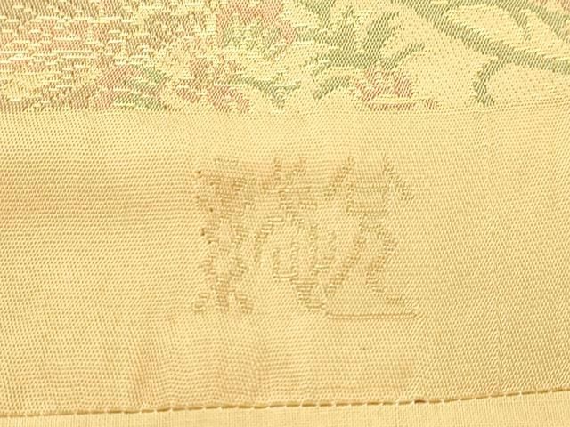 平和屋着物●織物一筋名門　織悦　九寸開き名古屋帯　更紗文　金糸　正絹　逸品　CABN9606dy
