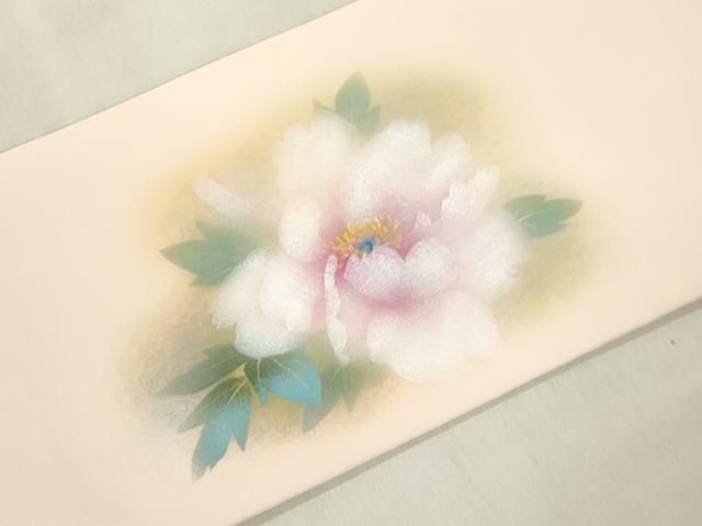 平和屋着物●塩瀬　九寸名古屋帯　草花文　正絹　逸品　CABN9609dy