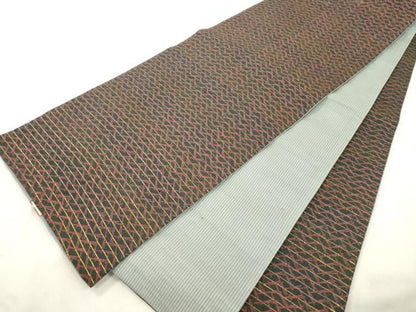 平和屋着物●両面　全通柄　京袋帯　吹寄せ文　金糸　正絹　逸品　CABN9621dy