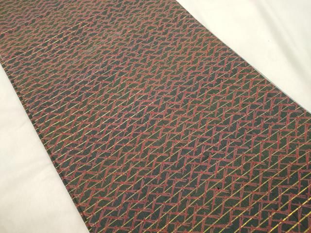 平和屋着物●両面　全通柄　京袋帯　吹寄せ文　金糸　正絹　逸品　CABN9621dy