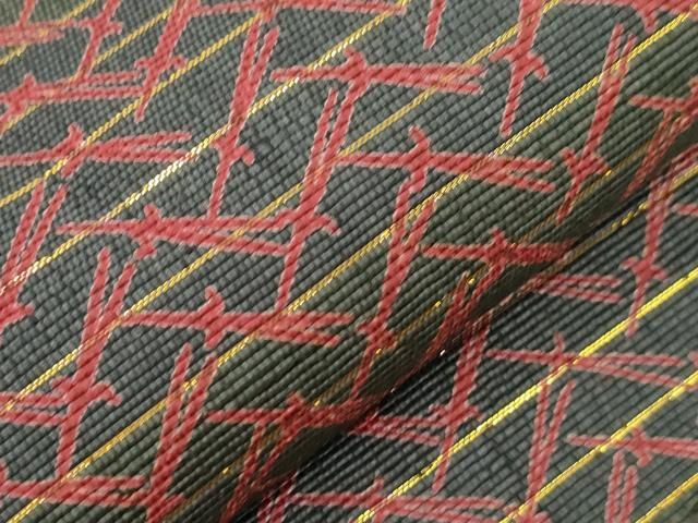 平和屋着物●両面　全通柄　京袋帯　吹寄せ文　金糸　正絹　逸品　CABN9621dy