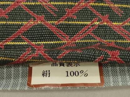 平和屋着物●両面　全通柄　京袋帯　吹寄せ文　金糸　正絹　逸品　CABN9621dy
