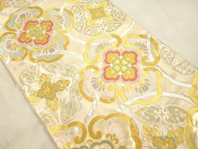 平和屋着物●西陣　加藤善織物謹製　六通柄袋帯　絲屋善剣　唐織　舞花文　金銀糸　証紙付き　正絹　逸品　CABN9625dy