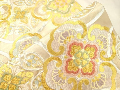 平和屋着物●西陣　加藤善織物謹製　六通柄袋帯　絲屋善剣　唐織　舞花文　金銀糸　証紙付き　正絹　逸品　CABN9625dy
