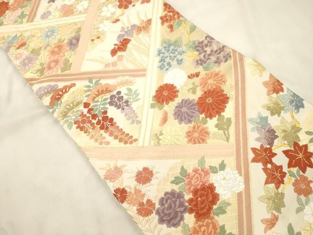 平和屋着物●六通柄袋帯　唐織　草花文　金糸　正絹　逸品　CABN9627dy