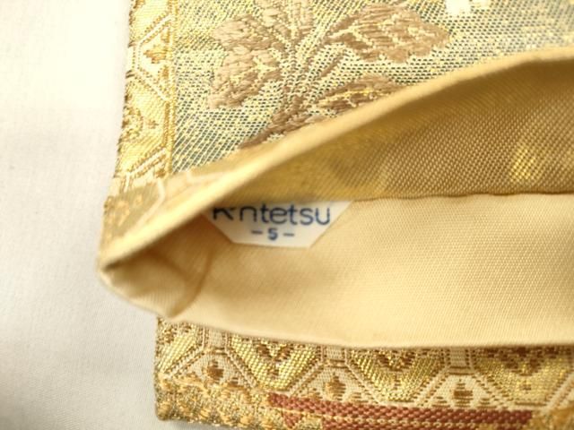 平和屋着物●太鼓柄袋帯　天井草花文　金糸　近鉄百貨店扱い　正絹　逸品　CABN9629dy